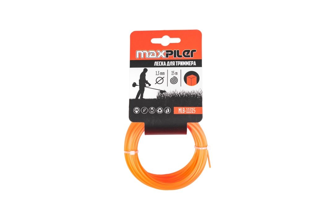 Леска для триммеров MAXPILER 1.3мм*15м, квадрат