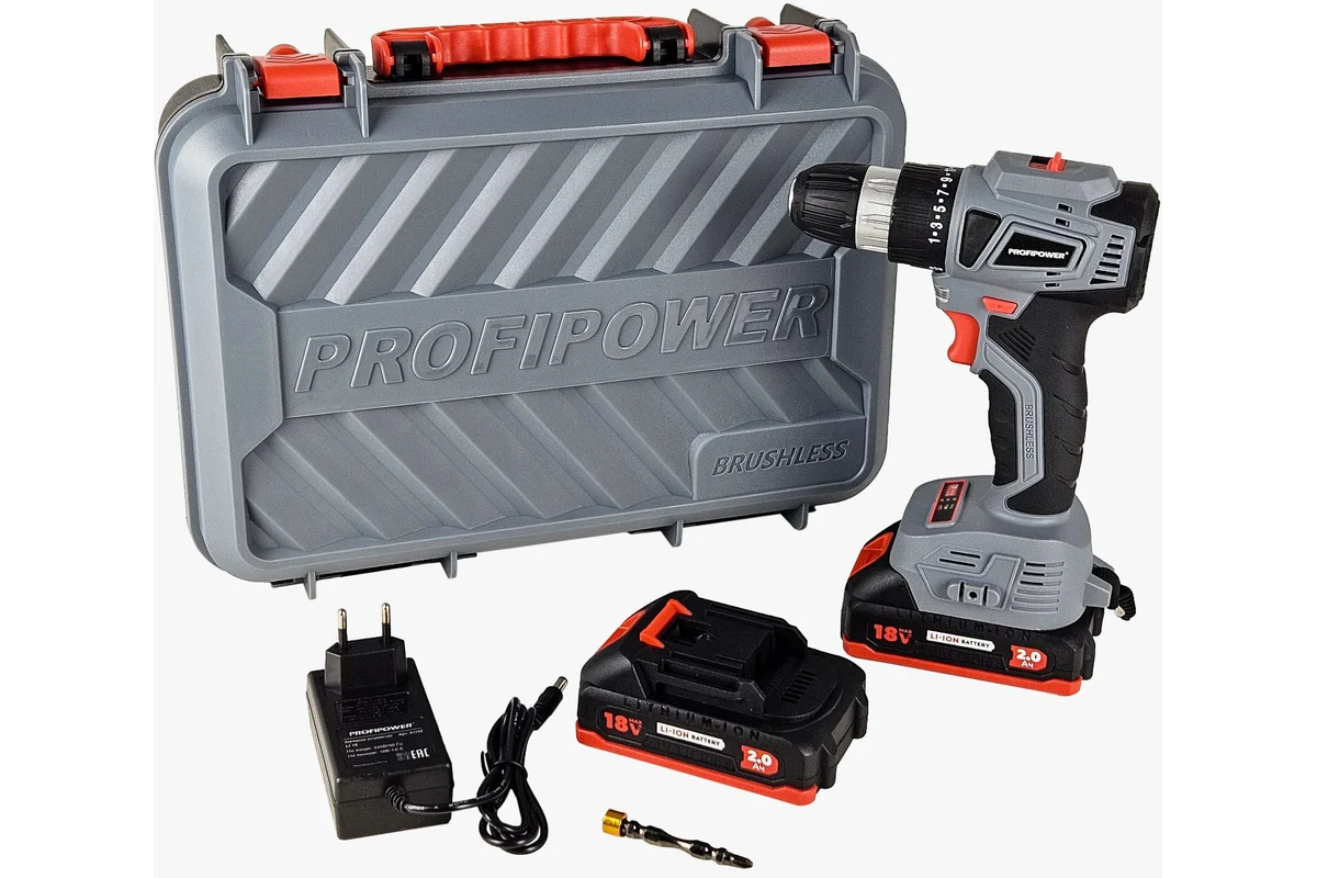 Аккумуляторный б/щ шуруповерт PROFIPOWER MKBL-18BT (18В,Li-ion-2шт, 2.0Ач, 0,8-10мм,40нм,маг