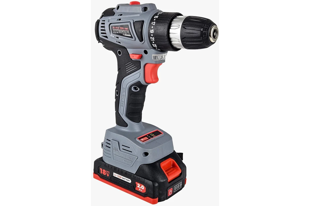 Аккумуляторный б/щ шуруповерт PROFIPOWER MKBL-18BT (18В,Li-ion-2шт, 2.0Ач, 0,8-10мм,40нм,маг