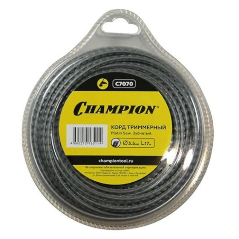 CHAMPION Корд триммерный Platin Saw 3.5мм*17м зубчатый 