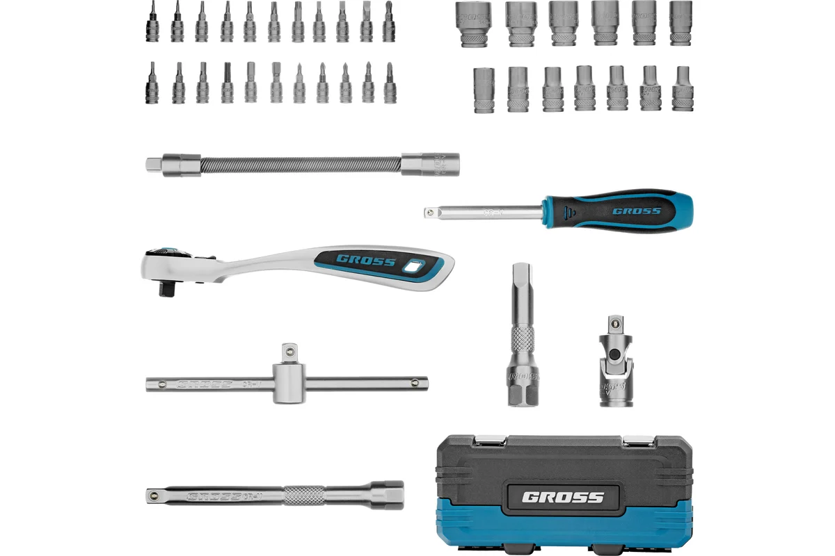 Набор инструментов, 1/4", CrV, 120 зубьев, 42 предмета// Gross