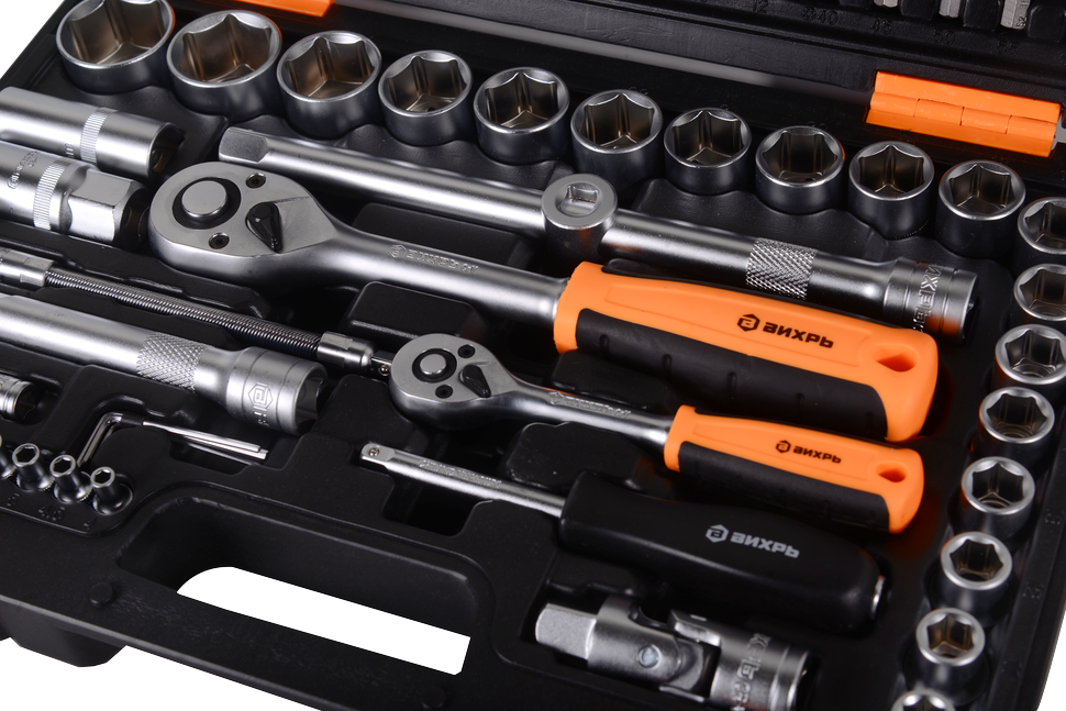 Набор инструментов АВТО, 1/2" , 1/4" , CrV, в кейсе 94 предм Вихрь