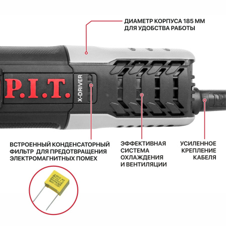 Шлифмашина угловая электрич. P.I.T. PWS125-C11 (950Вт, 125мм, 3500-11000, М14, компаунд, подшипник)