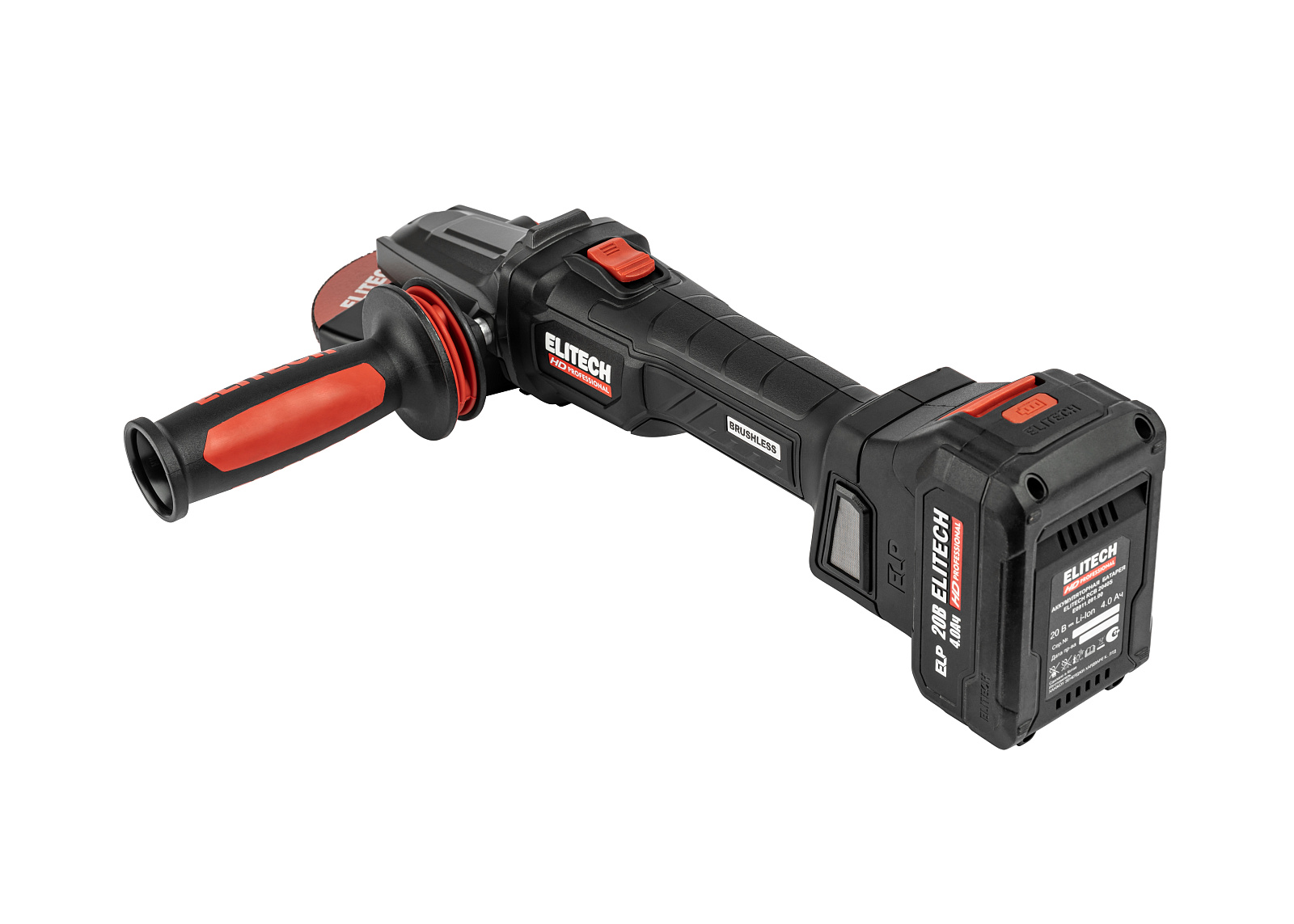 Шлифмашина угловая аккумуляторная ELITECH HD CAG 2012DSL 20 В, 125 мм, 1х4,0 Ач
