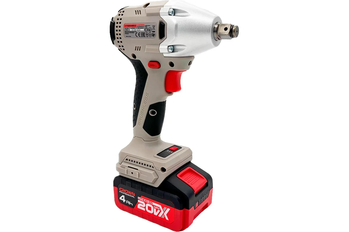 Гайковерт ударный аккумуляторный BL CROWN CT22046HX-4S TB 20В, 350Нм, 1/2", 1*4Ач, сумка