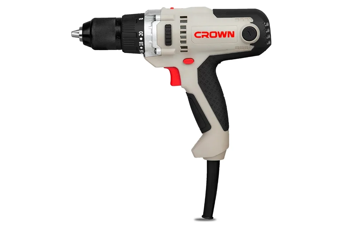 Шуруповерт сетевой CROWN CT10152F, 420 Вт, 0-480/0-1800 об/мин, БЗП 10 мм, 80 Нм,подсветка.