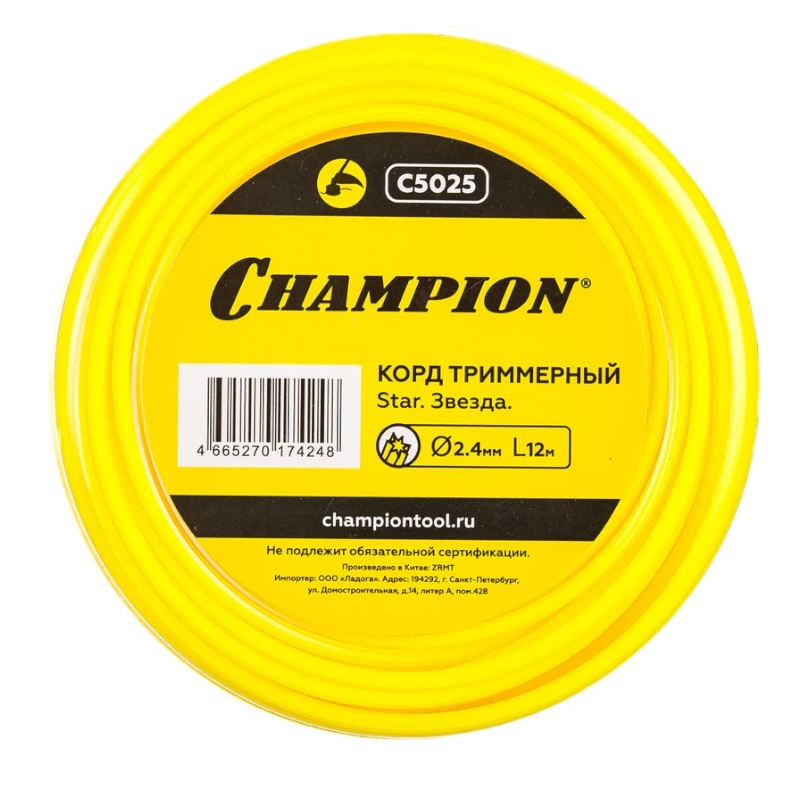 Корд трим.CHAMPION  Star 2.4мм* 12м (звезда)