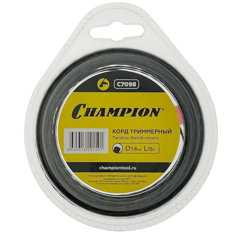 Корд трим.CHAMPION Ellipse Twist 1,6мм* 15м (витой эллипс)