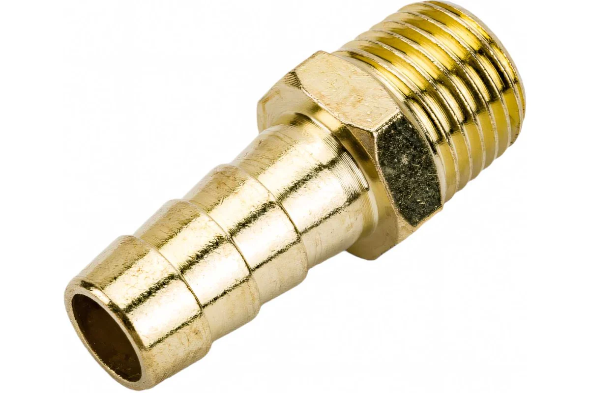 Соединение нар. резьба 1/4" х елочка 10 мм (латунь) ECO