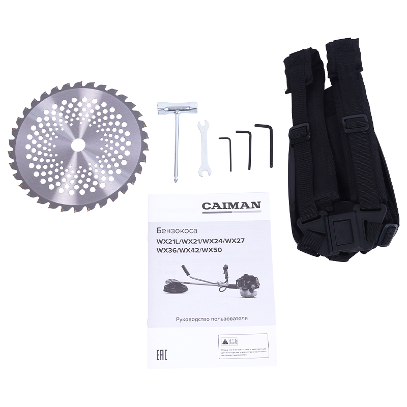 Бензокоса CAIMAN WX36, японский диск + леска, 1.7л.с.  6,9 кг