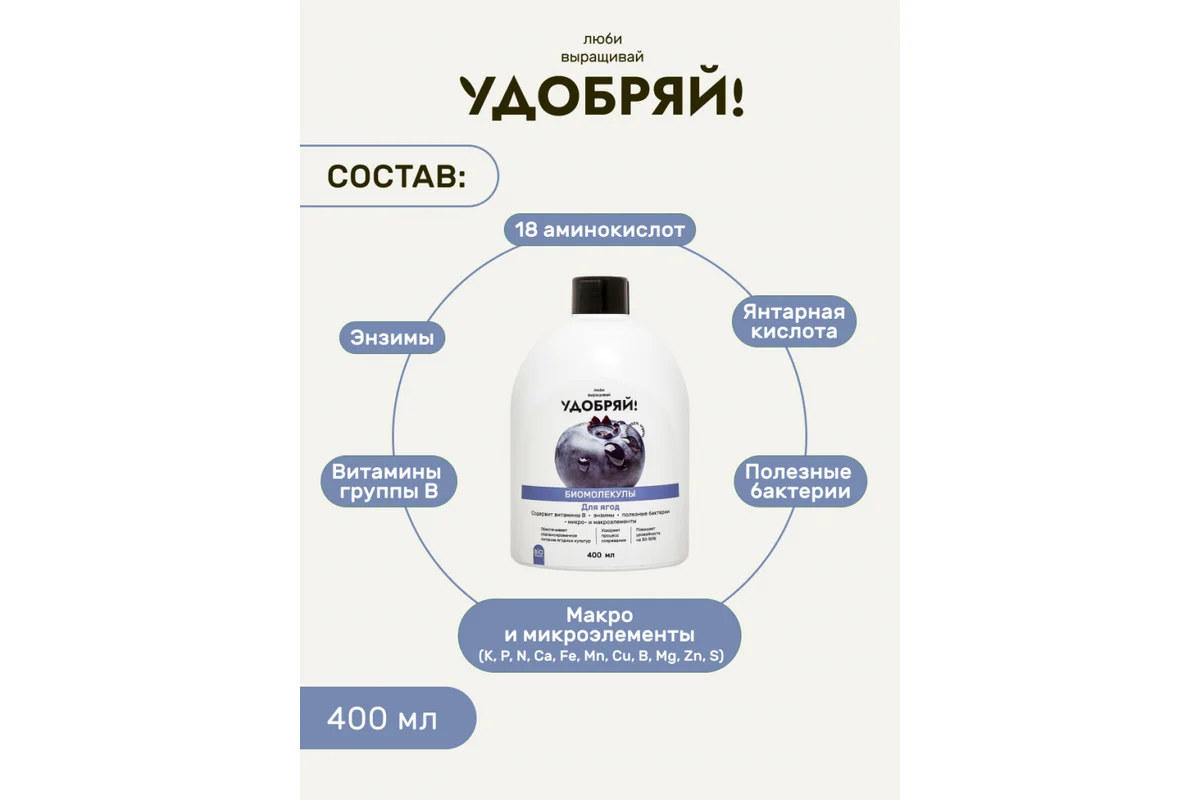 ZEMA "Удобряй!" Биомолекулы для ягод 400 мл UBM1002
