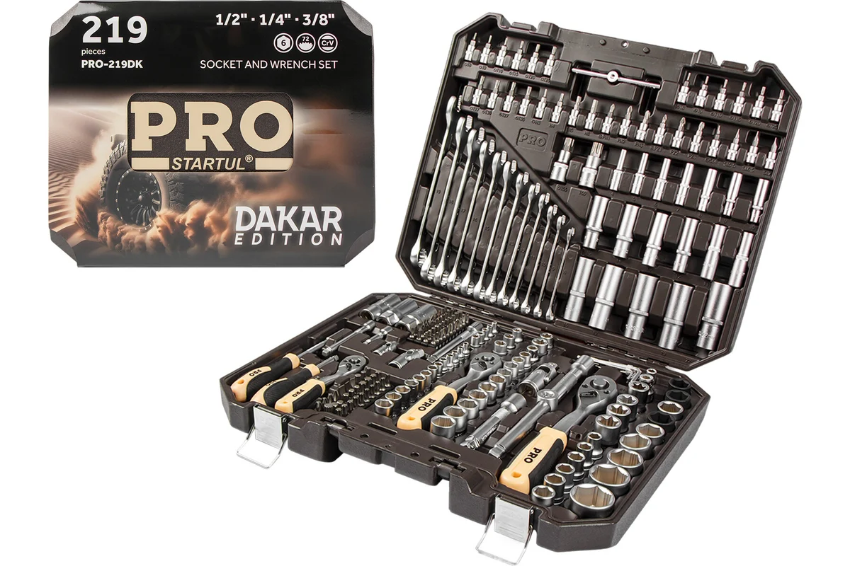 Набор головок и ключей 219пр. 1/4",3/8",1/2" PRO STARTUL DAKAR (PRO-219DK)