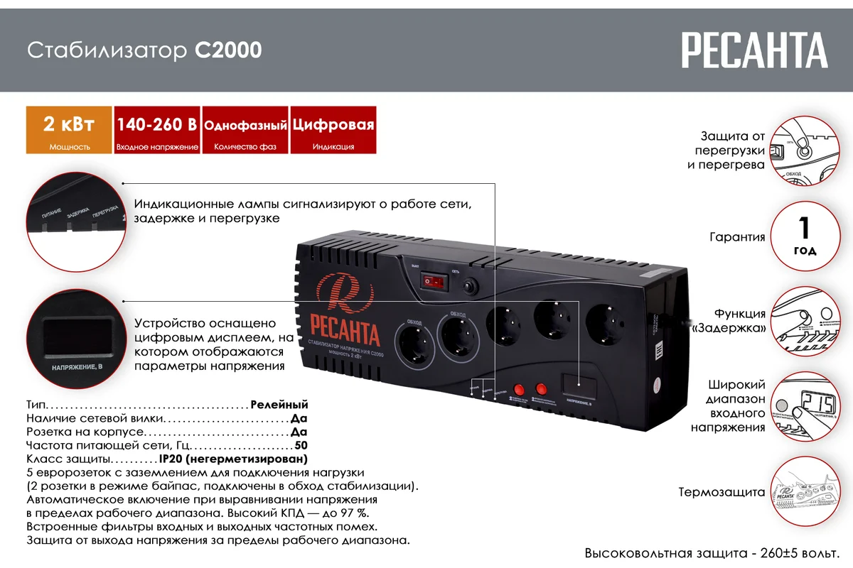 Стабилизатор С2000 Ресанта
