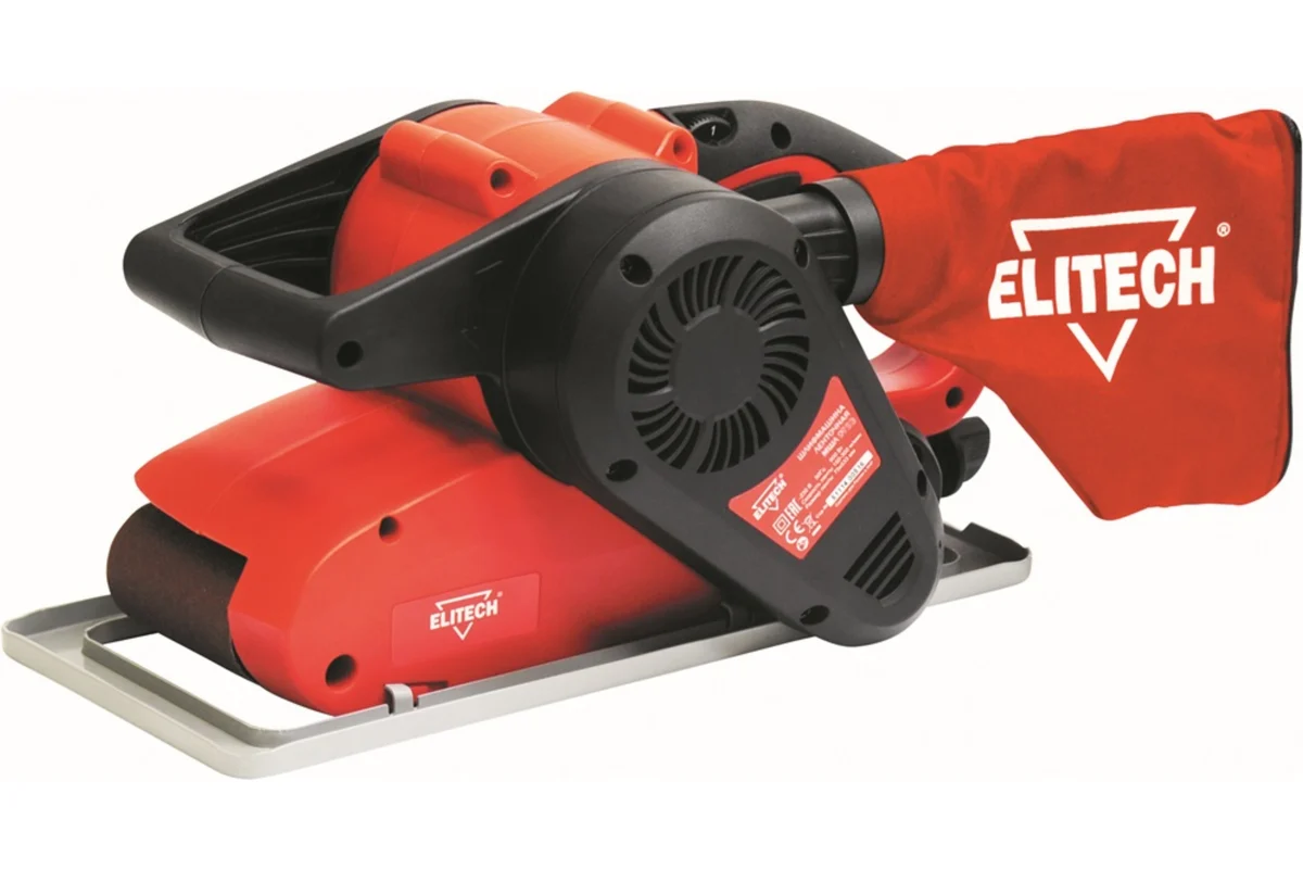 ELITECH МШЛ 0975Э Шлифмашина ленточная 900Вт, 75х533мм, 150-300м/мин, 3.6кг, кор, п/сборник, рамка