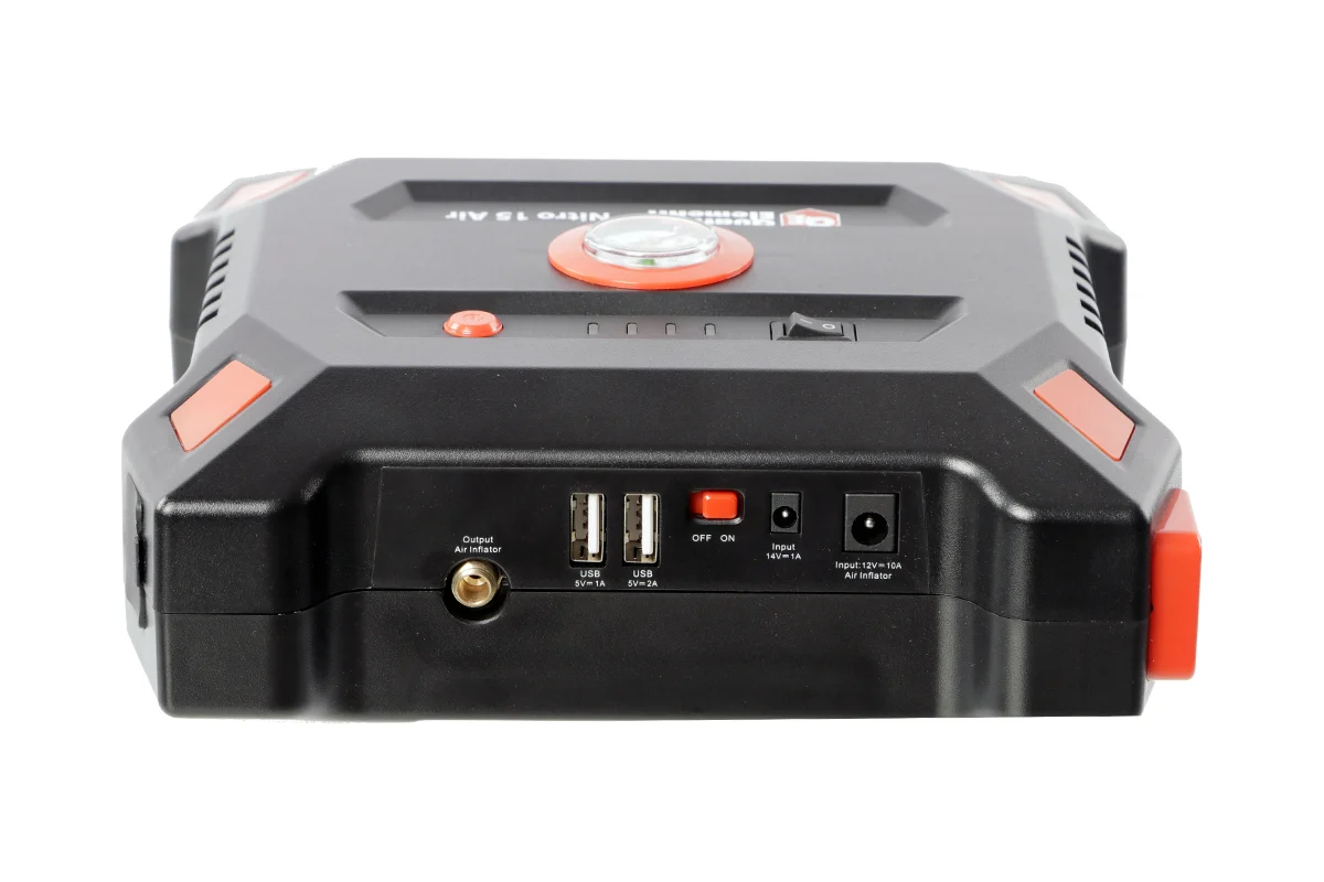 Пусковое устройство QUATTRO ELEMENTI Nitro 15 Air  (12В,15000 мАч, 600 А,компрес USB, LCD -  фонарь)