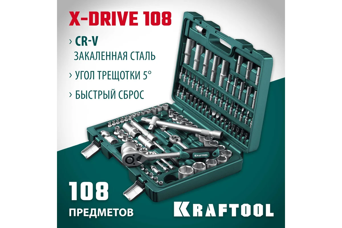 Набор инструмента 108пр. универсальный X-Drive // KRAFTOOL