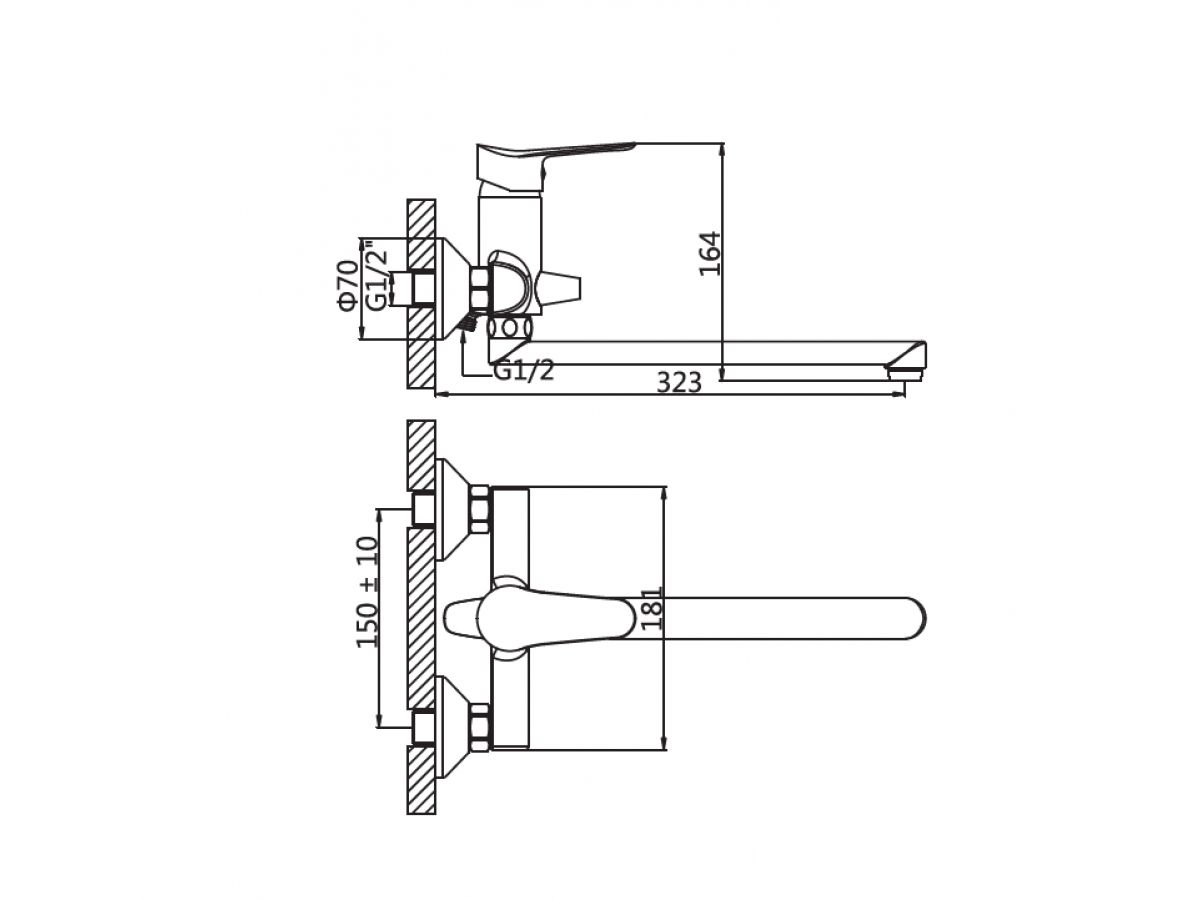 Смеситель для ванны (Lt) D35, серия LAW AV Engineering