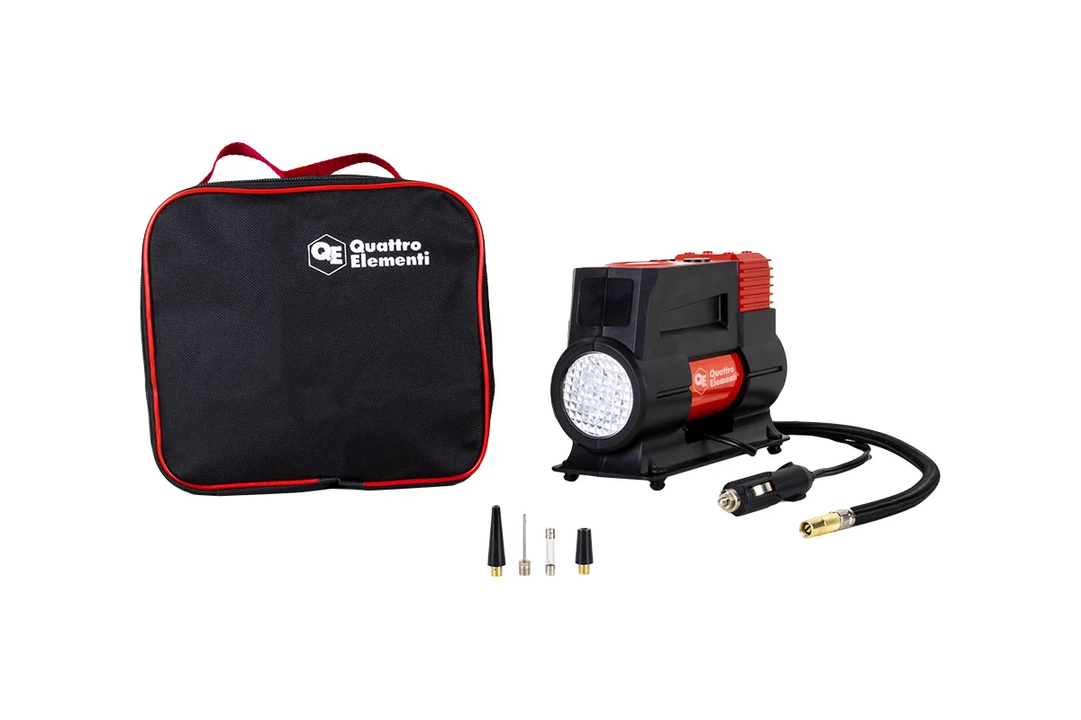 Компрессор автомобильный QUATTRO ELEMENTI Smart 45 (12 Вольт, 150 Вт, 10 бар, 45 л/мин, фонарь, сумк