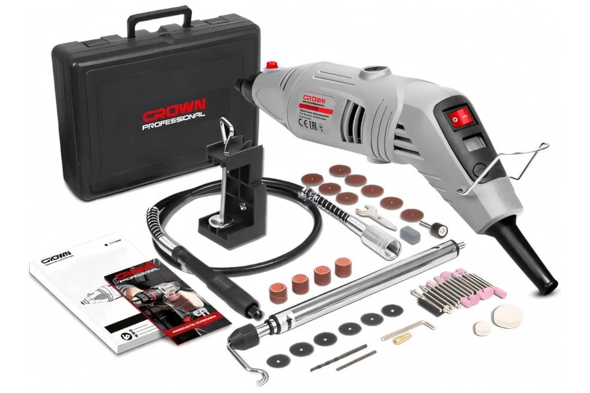 Электрогравёр CROWN CT13428 BMC, 150 Вт, 8000-35000 об/мин, цанга Ø 0,8-3,2 мм, кейс