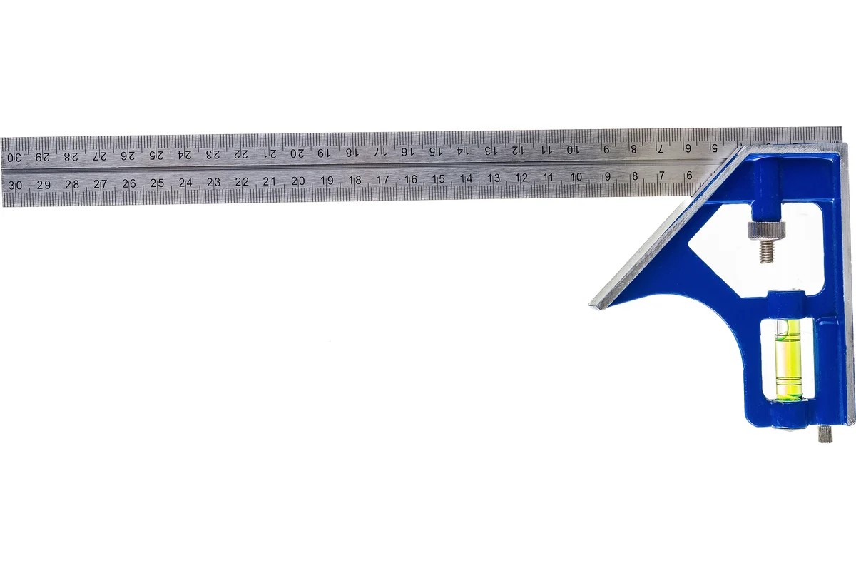 Угольник КОБАЛЬТ с уровнем 300 мм, нерж.сталь