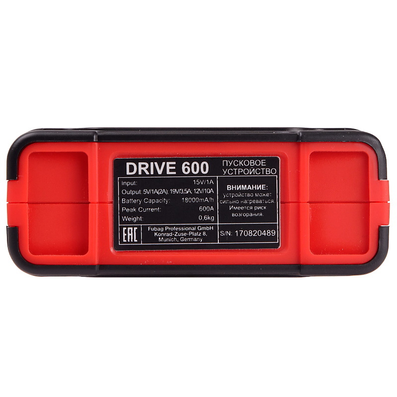 Пусковое устр-во FUBAG DRIVE 600 (ток запуска 600А, емк. акк. 18000мАч)