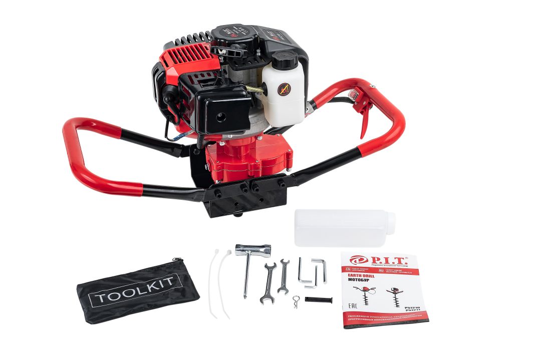 Мотобур бензиновый P.I.T. P51210 (2-х тактный, 1,8кВт, 52 см³, 8000 об/мин, бак 1,2 л, 7,5кг)