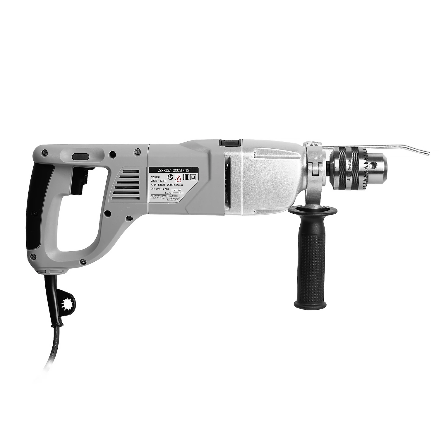 ДУ-22/1200ЭРП2 ИНТЕРСКОЛ  Эл.Дрель ударная, 1,2кВт, п. до 16мм, 2х скоростная