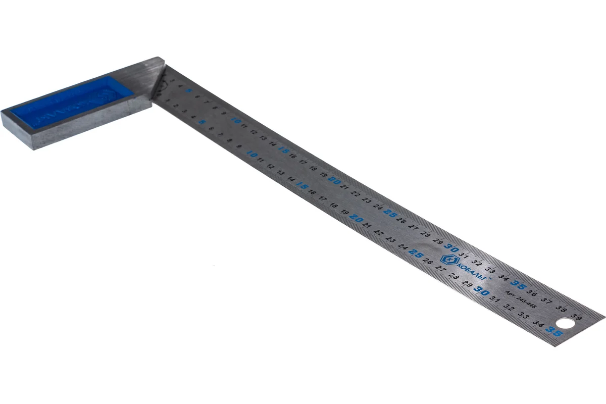 Угольник КОБАЛЬТ столярный 400 мм, нерж.сталь ,чугунное основание