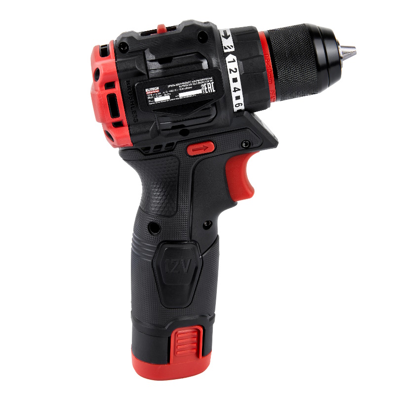 ELITECH CD 12L2 (E2201.038.01) Дрель ак, б/щет, 12В, 2х2.0Ач, Li-ion, E-Power, БЗП-10мм, 0-450/1600о