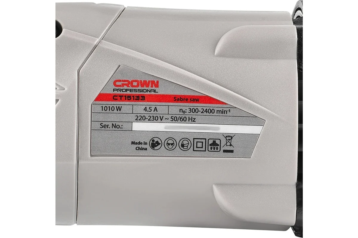Пила сабельная CROWN CT15133,1010 Вт, 300-2400 об/мин, ход 28 мм, рез 250 мм