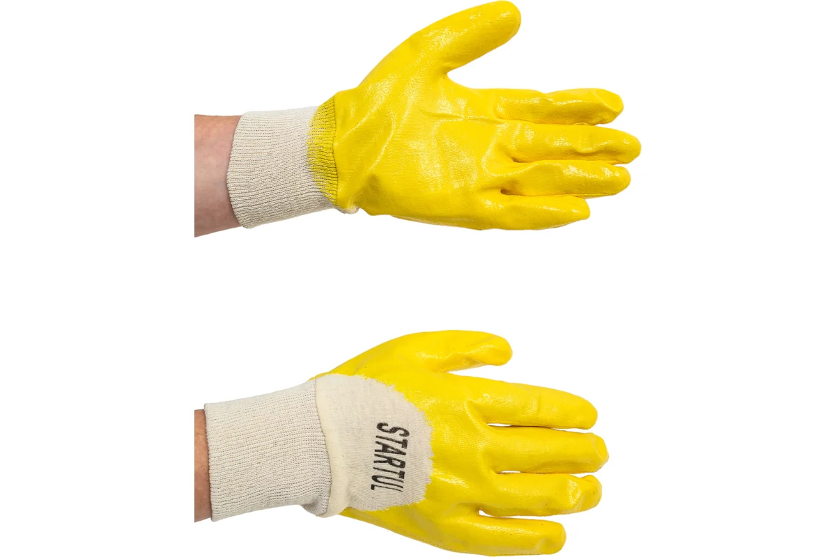 Перчатки х/б, нитриловое покрытие (неполный облив), манжет резинка, 10 р-р STARTUL