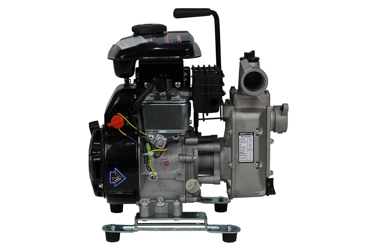 Мотопомпа LIFAN 40ZB15-1,4Q, 1,4 кВт/2,5 л/с,, 9 м3/ч, подъем 15 м, гл. всас. 4 м, д/чист. воды