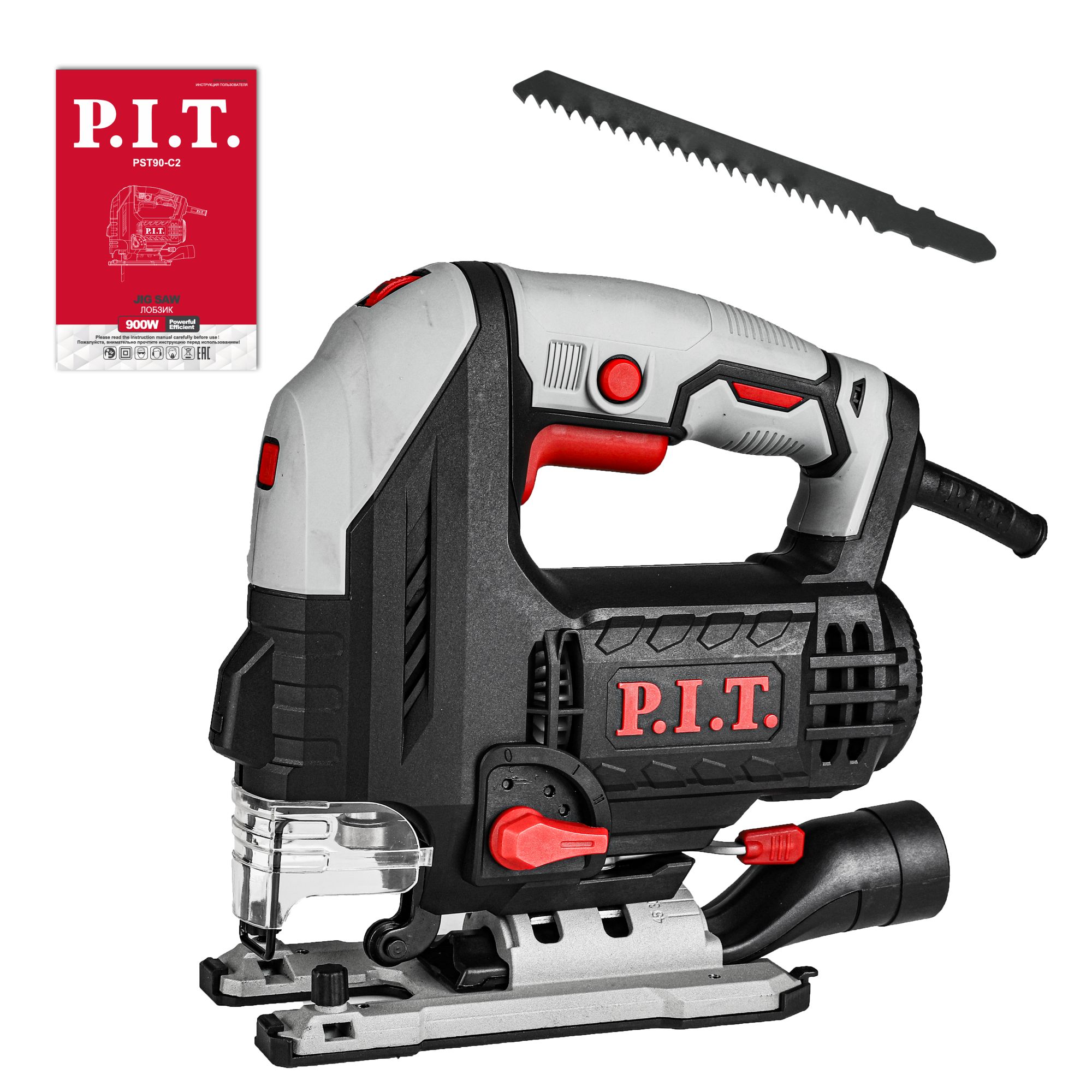 Лобзик электрич. P.I.T. PST90-C2 (900Вт, 100мм, 1000-3200 ход/мин, БЗП, маятник, лазер, LED-подсв)