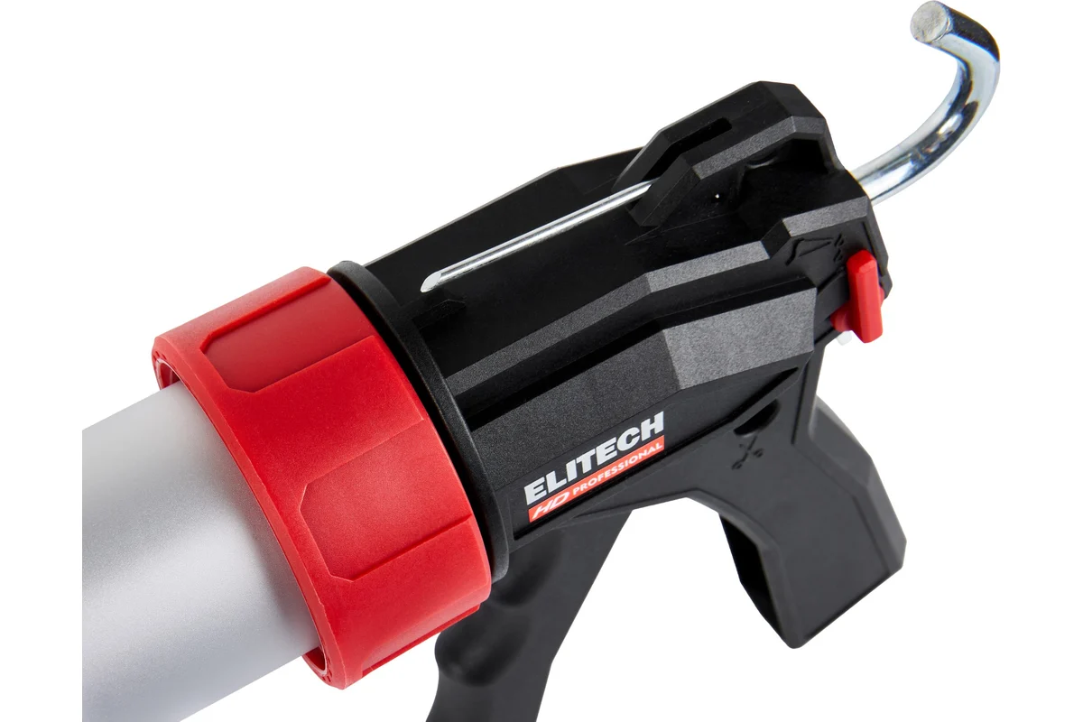 ELITECH Пистолет для герметика закрытый 600мл.Алюм. туба.Инженерный пластик Усилие 135кг.710402 