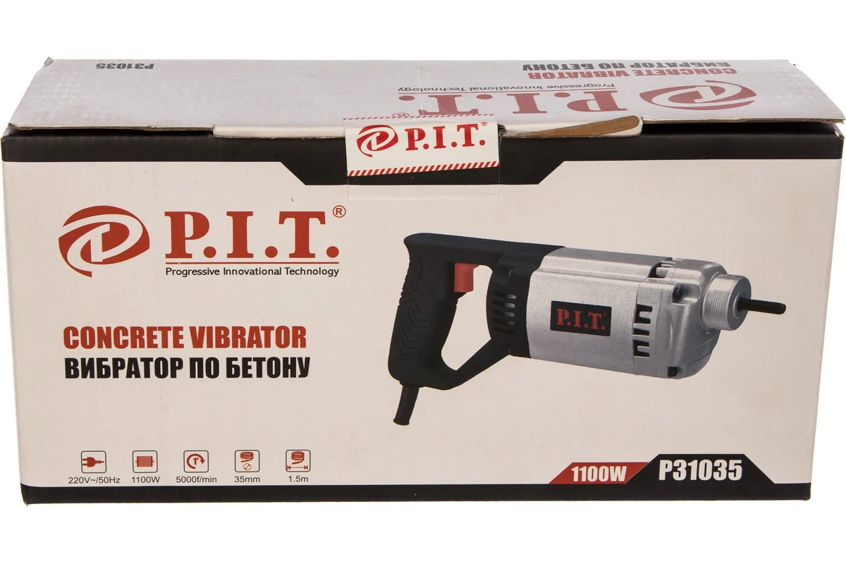 Вибратор для бетона электрич. P.I.T. P31035 (1100 Вт, 1300 об/мин, булава 1,5м, Ø35мм)