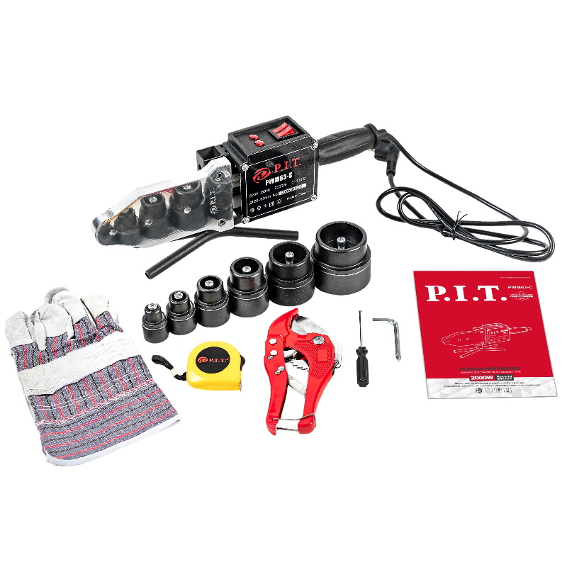 Паяльник для ПВХ труб электрич. P.I.T. PWM63-C МАСТЕР (2кВт, 300°, 20,25,32,40,50,63мм, перч, кейс)