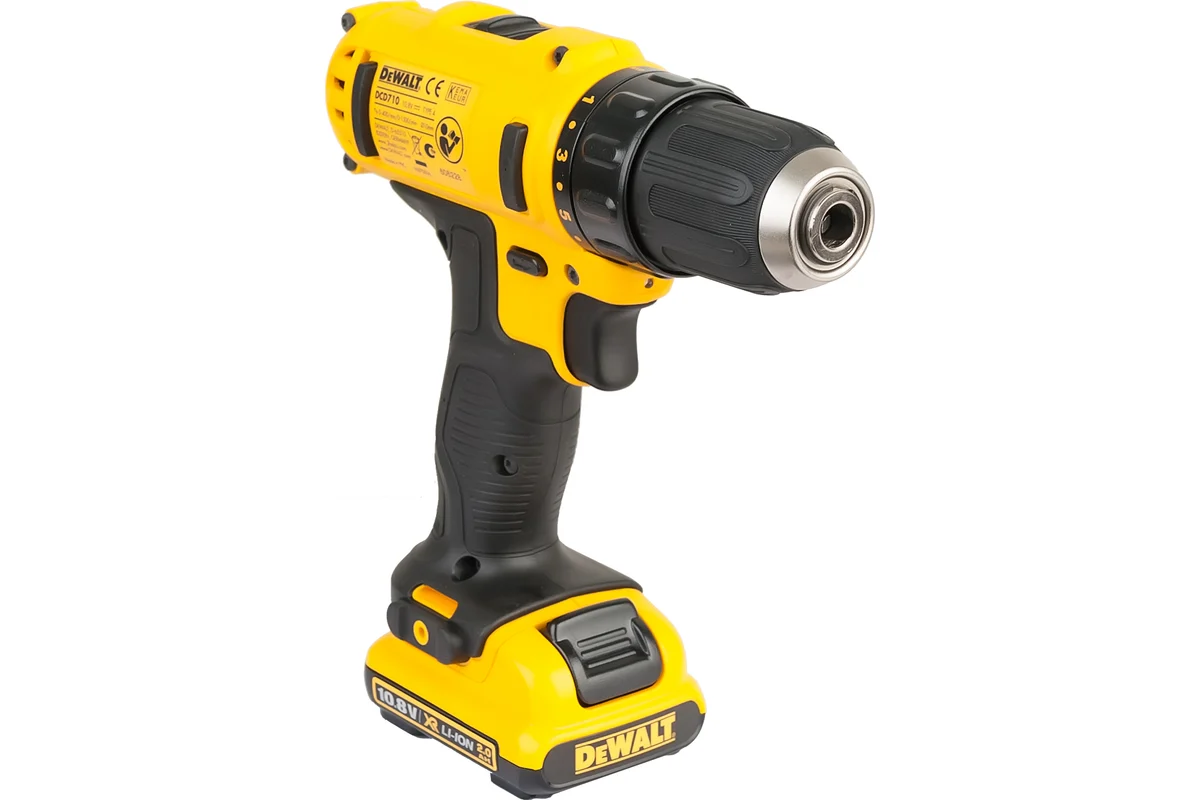 Аккум. дрель DeWalt  DCD 710 D2, 10.8В,2х2,0АчLi-ion,БЗП-10мм,0-400\0-1500об\м,15/24Нм,1.1кг,кейс
