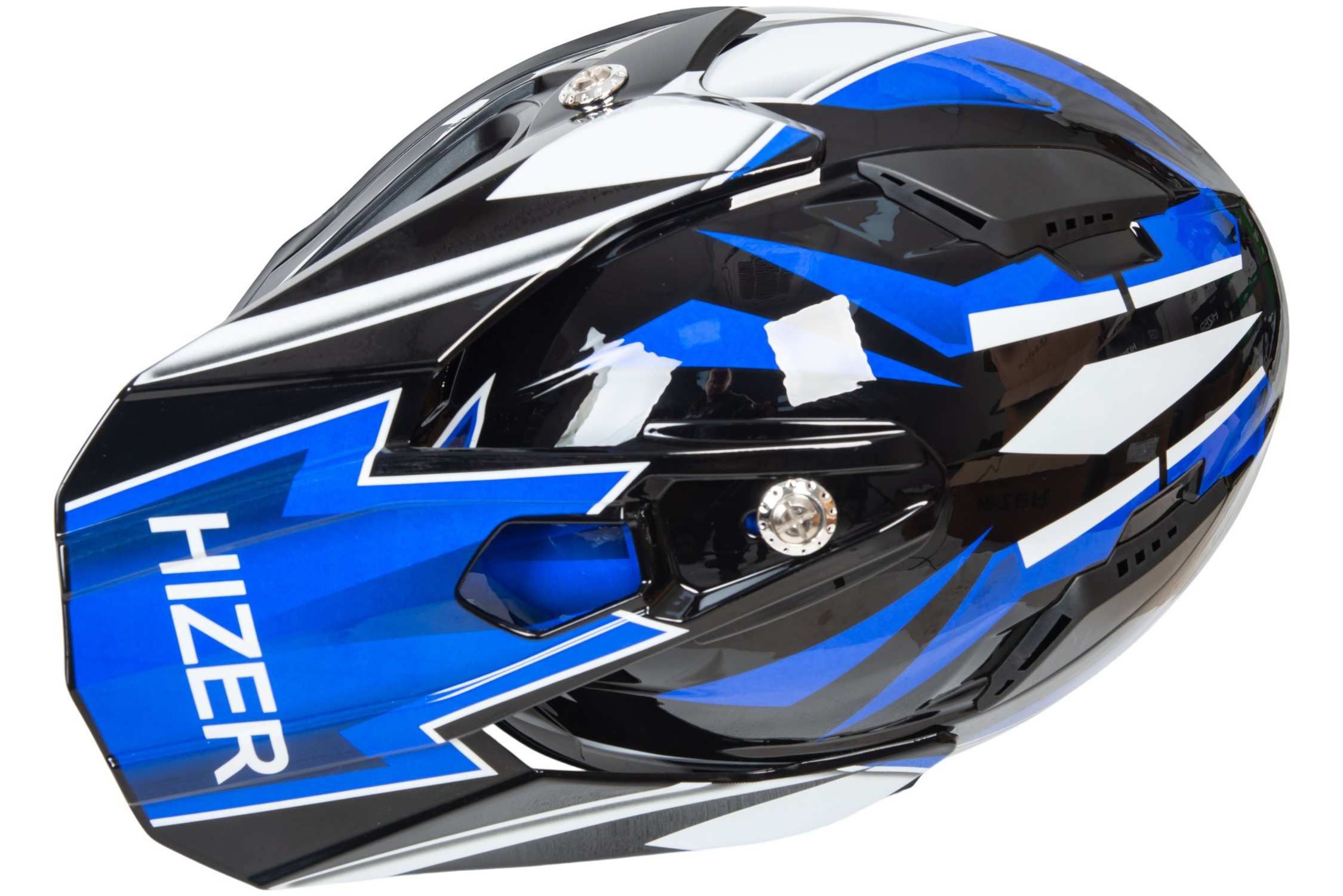 Шлем мото кроссовый HIZER B6197 #4 (XL) black/blue/white