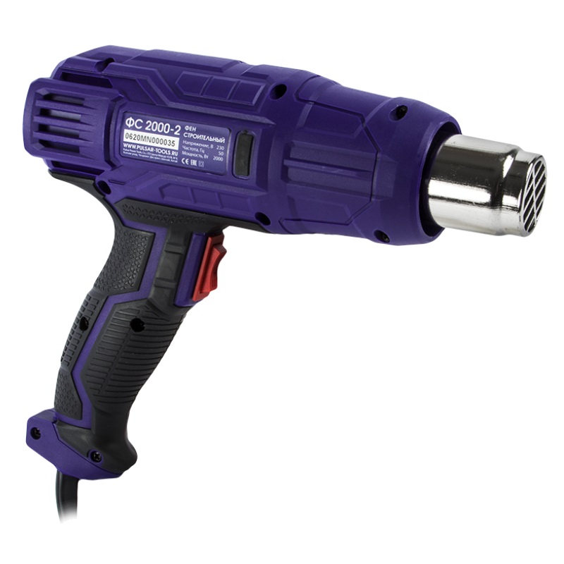 Фен строительный ПУЛЬСАР ФС 2000-2 2000 Вт, 350/600 С, 0,8кг+4насадки