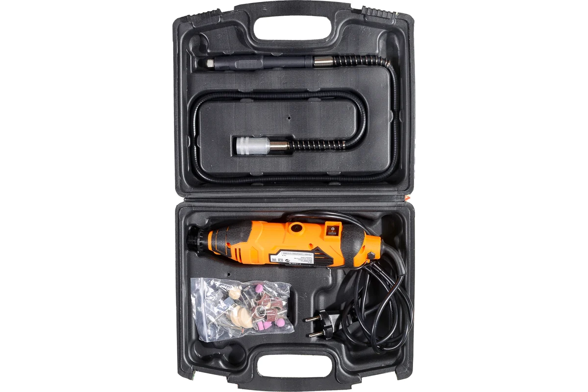 ВИХРЬ Г-160ГВ  Эл. гравер, 160 Вт, 8000-30000 об/мин, цанга 2,3-3,2 мм, гибкий вал, насадки, кейс