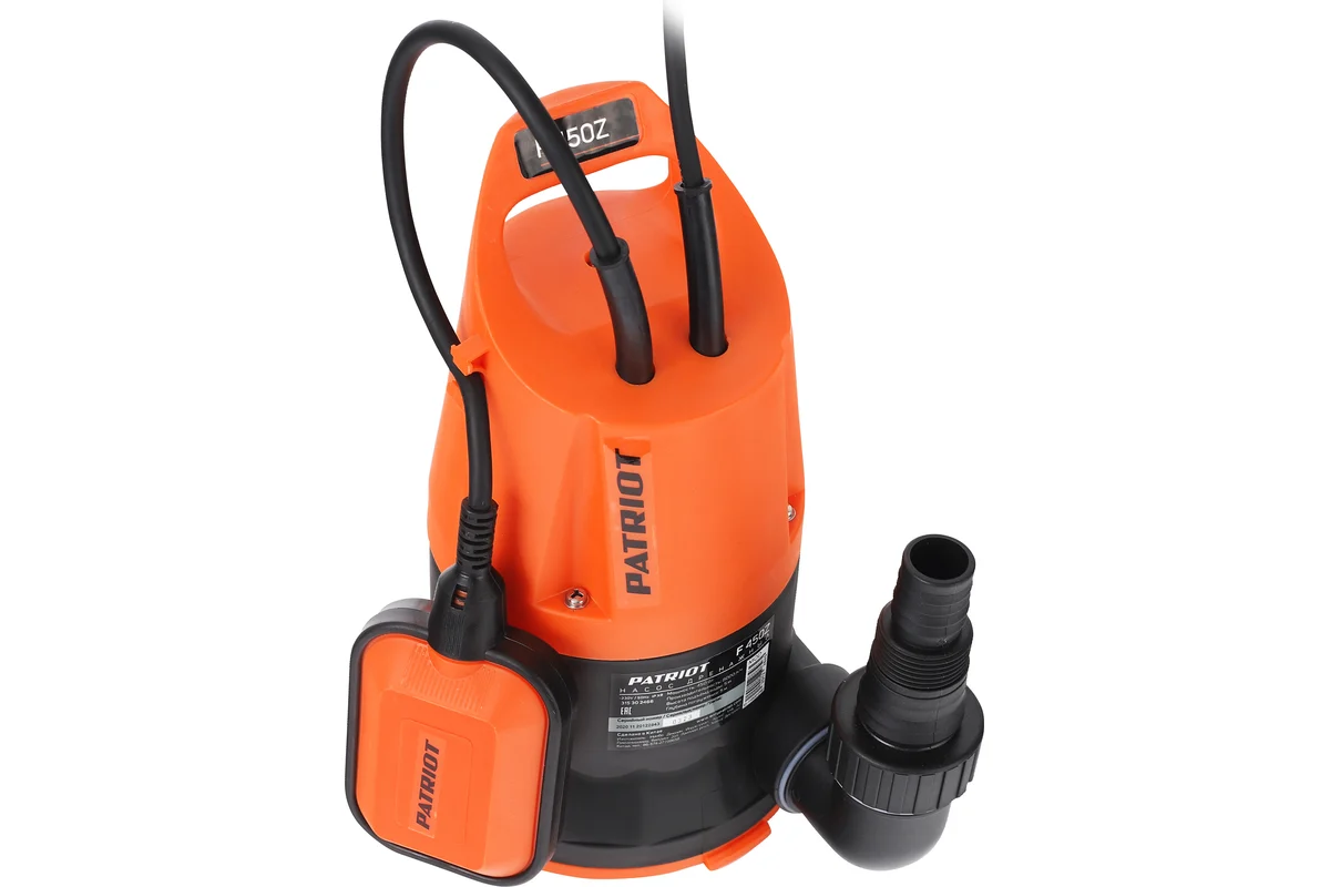 Насос дренажный PATRIOT F 450Z, для чистой воды, 450 вт, 8000 л/ч