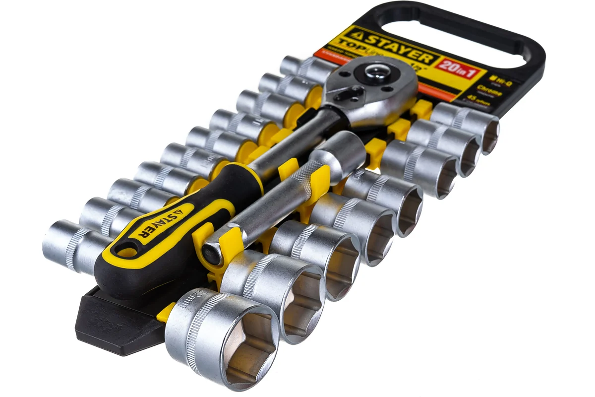 Набор торцевых головок 1/2",трещотка,удлинитель 8-32мм //STAYER