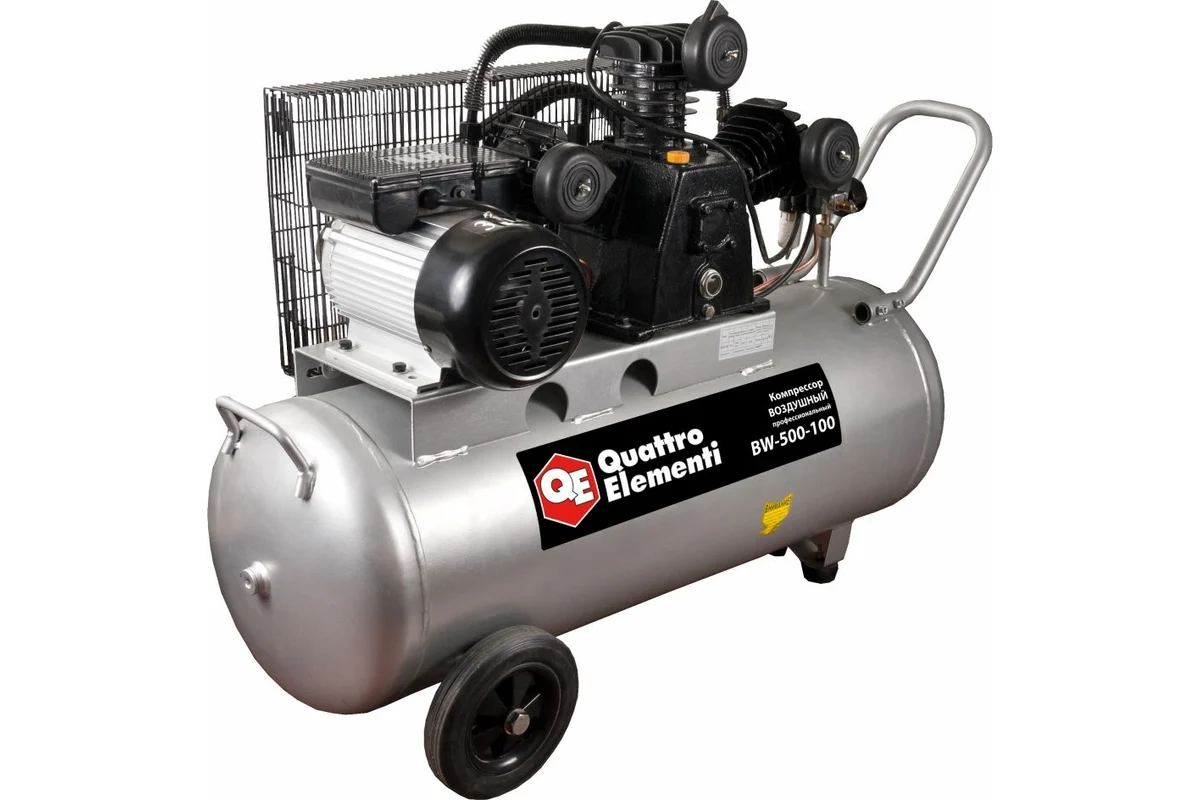 Компрессор поршневой масляный QUATTRO ELEMENTI BW-500-100 ( 490 л/мин, 100 литров,  3,0 л.с, 8 бар, 
