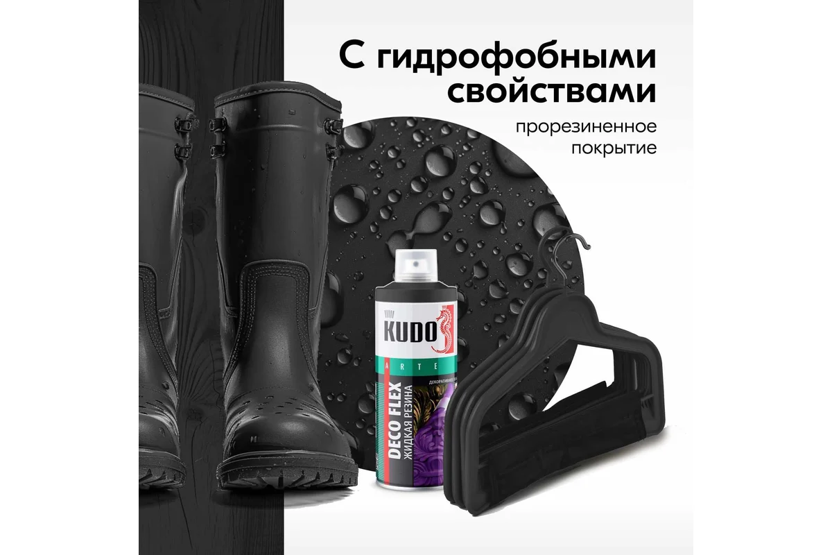 Краска для декоративных работ KUDO DECO FLEX (ЖИДКАЯ РЕЗИНА) черная