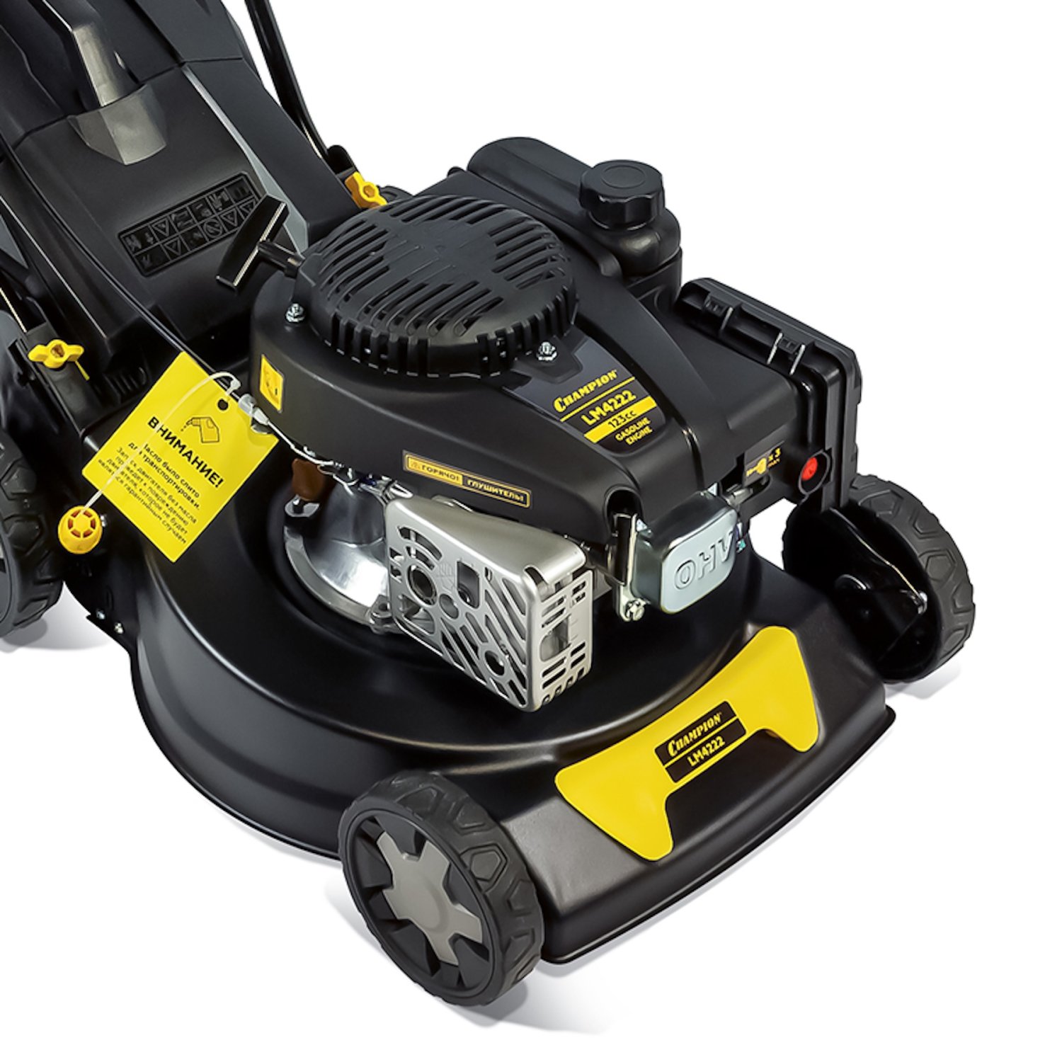 Газонокосилка CHAMPION LM4222 (2,2кВт 418мм 40л 20-70мм 1рычаг/6, 17кг 2в1)