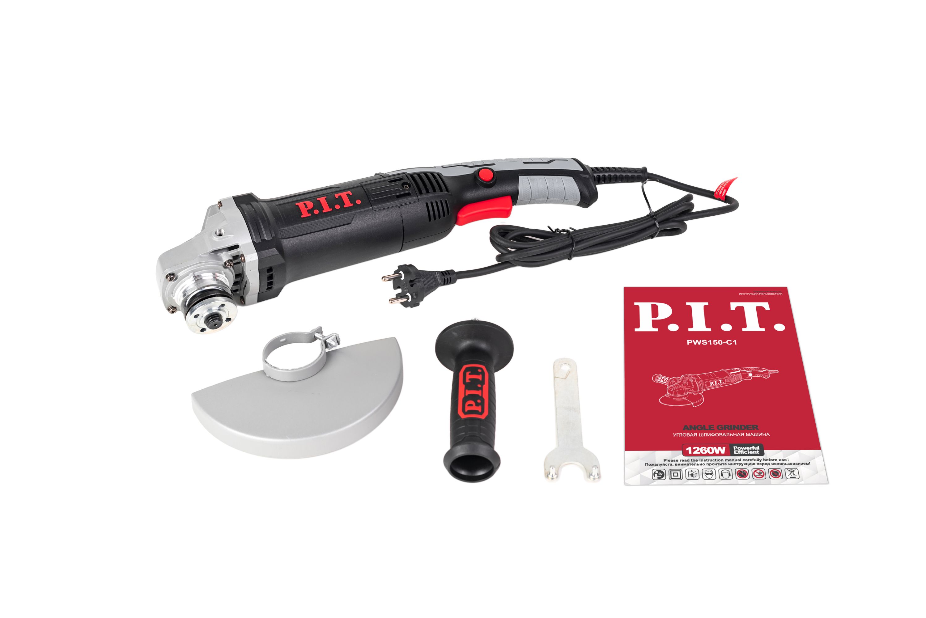 Шлифмашина угловая электрич. P.I.T. PWS150-C1 1260Вт, 150х22,2мм, 3000-9000 об/мин, М14, клав.выкл