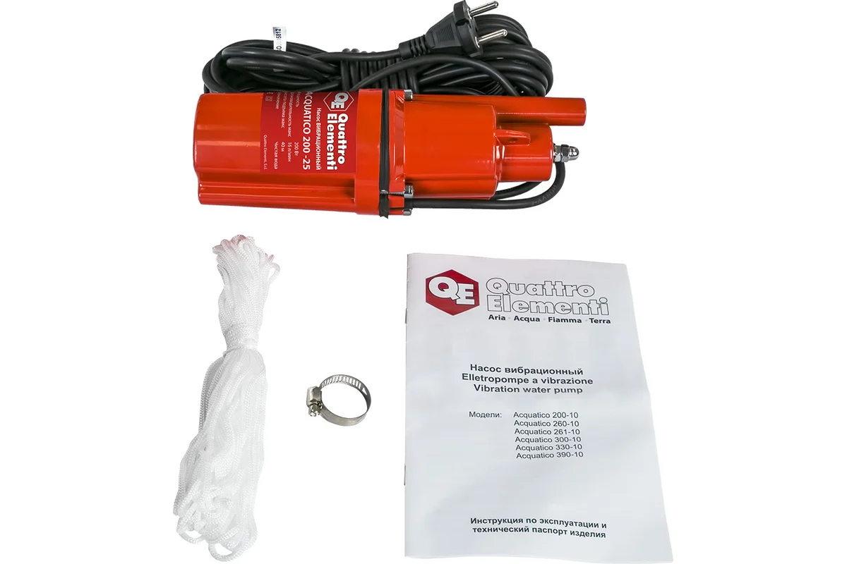 Вибрационный насос QUATTRO ELEMENTI Acquatico 200-10 (200 Вт, 960 л/ч, для чистой, 40м, кабель10 м, 