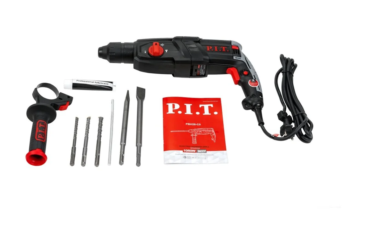 Перфоратор SDS-Plus электрич. P.I.T. PBH28-C5(горизонт, 1050Вт, 3,2Дж, 3реж, Ø28мм, 0-1100, кейс)