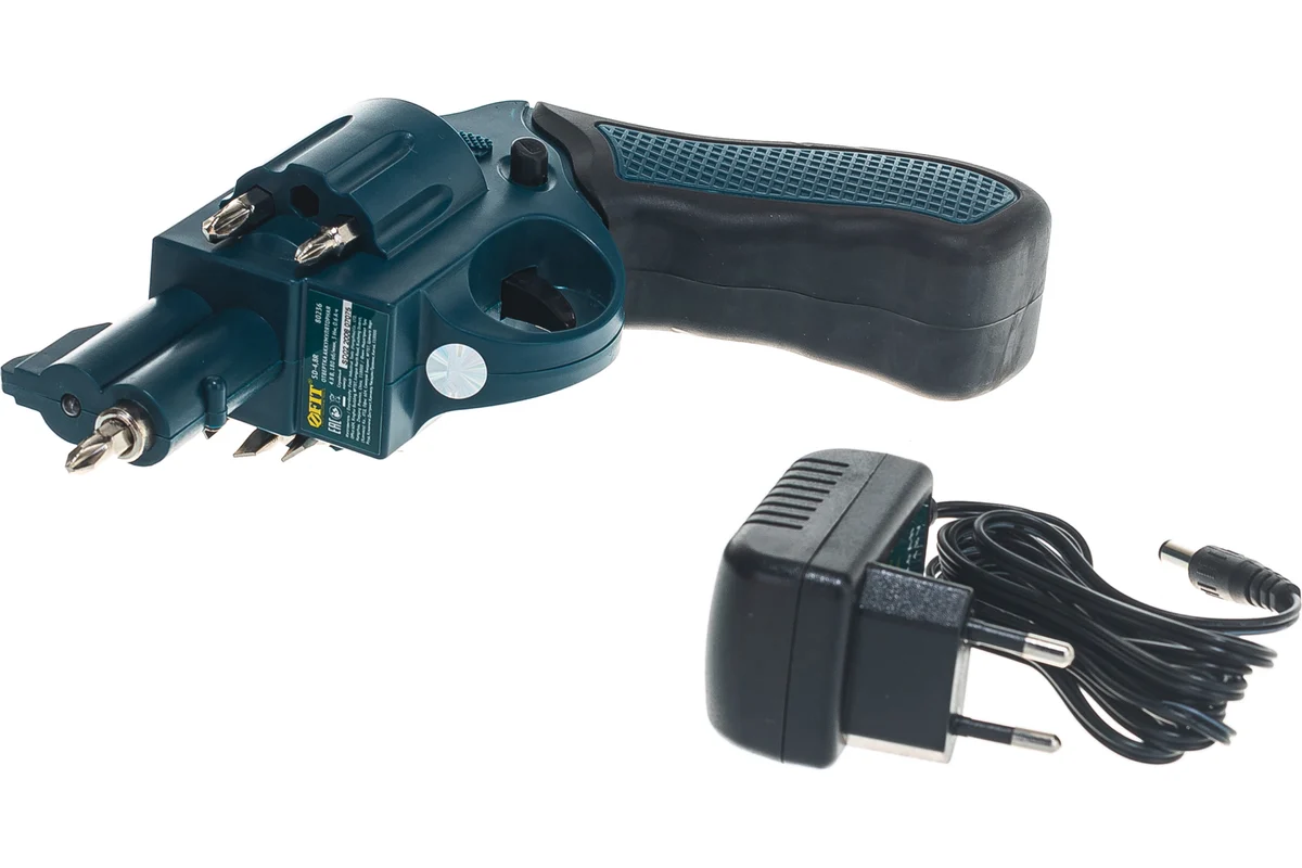 Отвертка аккумуляторная "Револьвер" FIT SD-4.8R, 4.8В, реверс, набор бит, подсветка, индикатор заряд