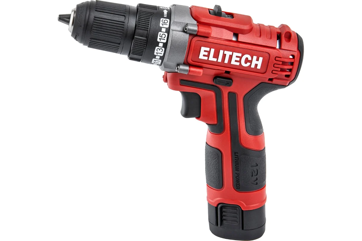 ELITECH ДА 12Л2 (E2201.043.01)Дрель акк, 12В, 2х2.0Ач, Li-ion, E-Power, БЗП-10мм, 0-350/1350об/мин, 